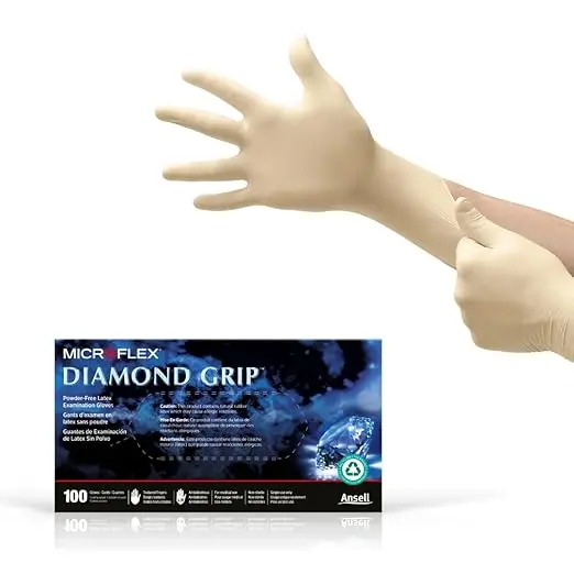 [SE62_Large_100] Diamond Grip Powder Free Latex Gloves (Large)