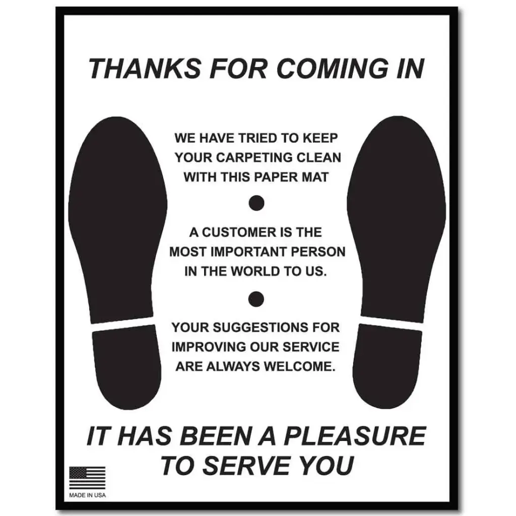 [IP13] Poly Heavy Coated Paper Floormat - Blk Imp - Boot Prints & Txt 16.5 x 21 - 250 per bx