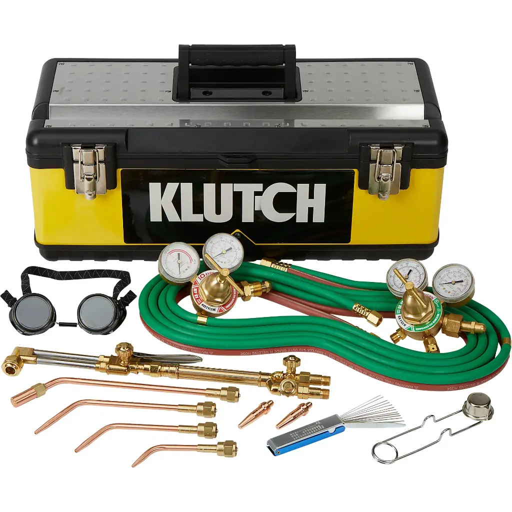 Klutch Med-Duty Cutting & Wldng Outfit w/Toolbox Oxy Victor-Style, 11 Piece Set