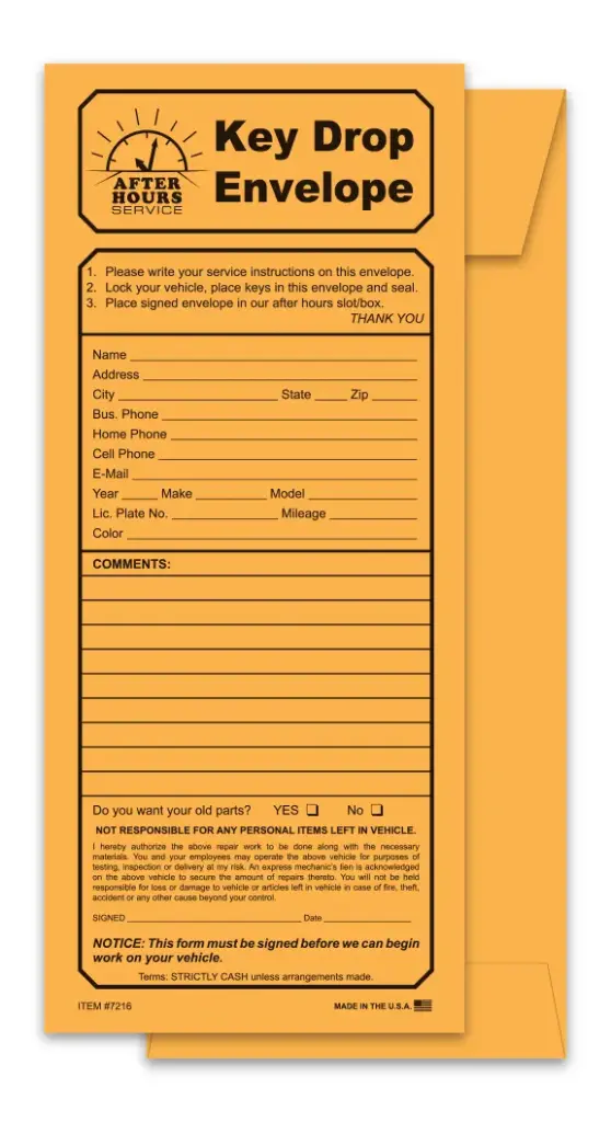 Key Drop Envelopes  4 1/8" x 9 1/2" 24# kraft 