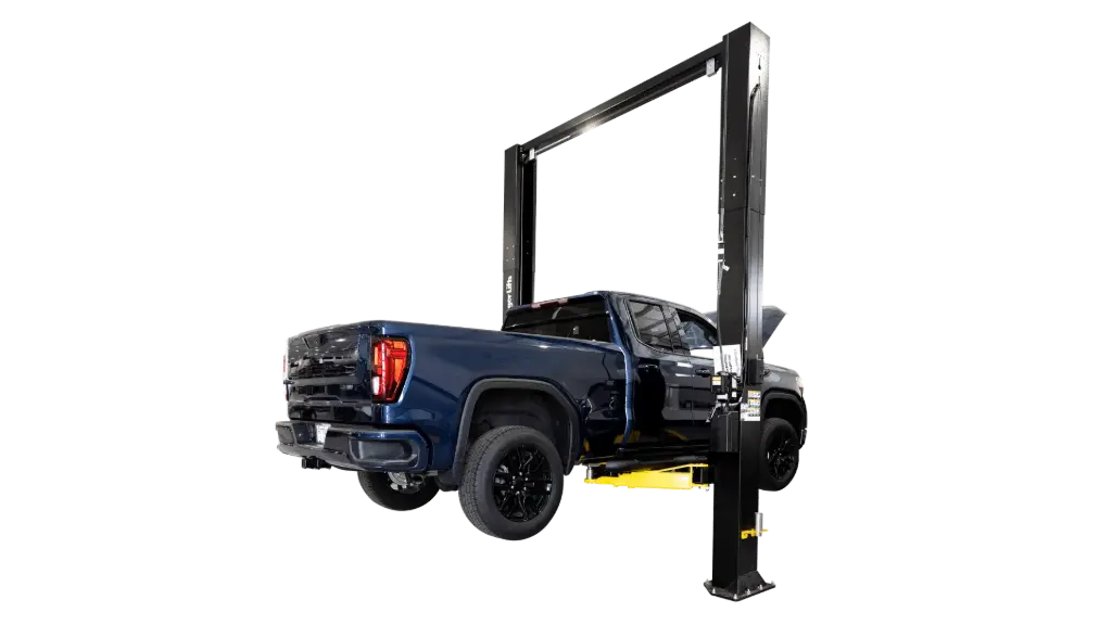 Symmetric 2-Post Lift, 3-Stage Front And Rear Arms, Mechanical Lock Release, Adjustable Width And Height, (164 In. Height) 
