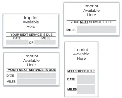 [AD1] Oil Change/Service Reminders - 1000 per pkg